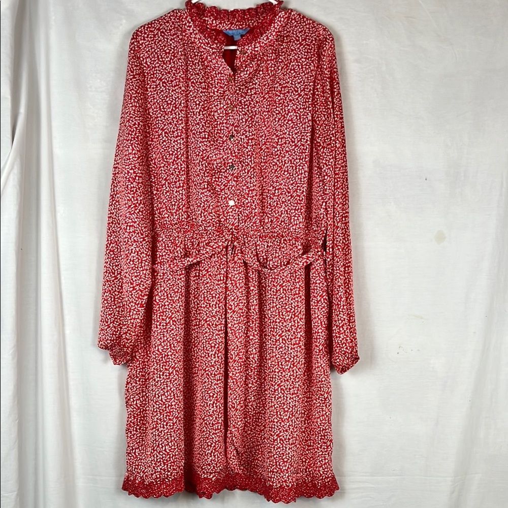 Draper James Red and White Floral Longsleeve Sundress